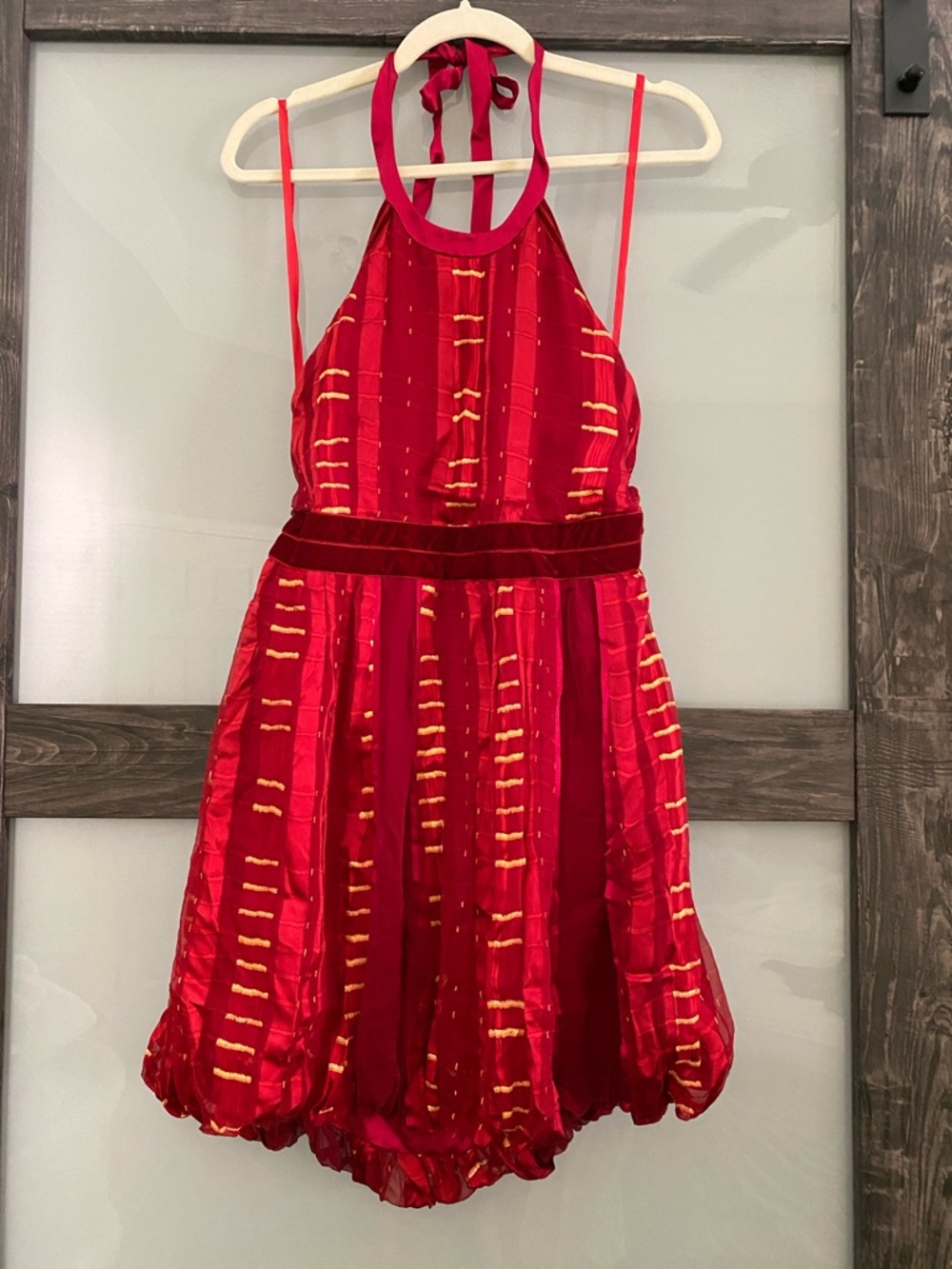Y2K gorgeous Alice + Olivia Crimson Red silk Halter Dress size small